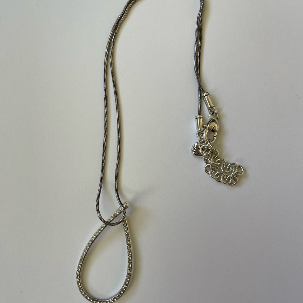 Brighton Delicate Silver Teardrop Pendant Necklace with Crystal Accents